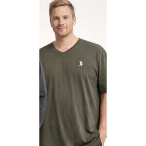 US Polo Assn T Shirt Mens 3XL Green V Neck Casual Logo Short Sleeve